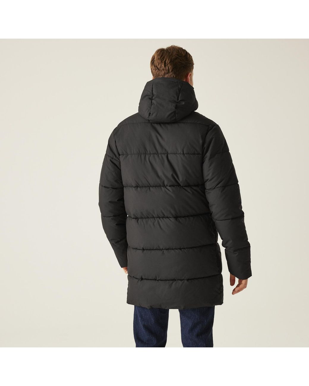 Regatta Black Hayleyn Longline Outdoor Walking Hiking Padded Jacket Coat for men
