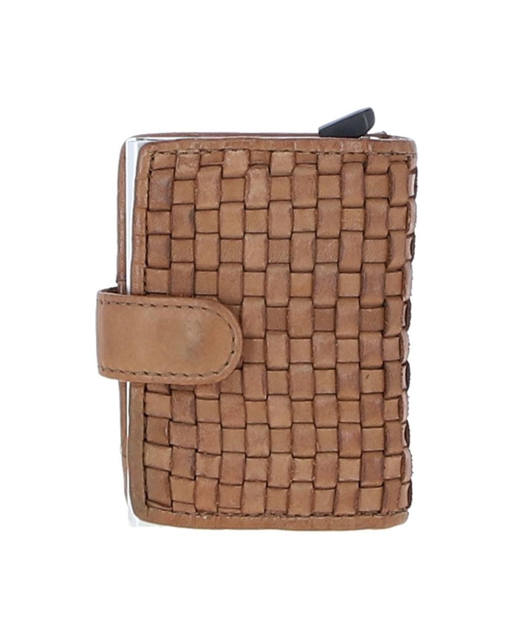 Ashwood Leather Brown 'La Perfetto' Metal & Woven Card Wallet Case