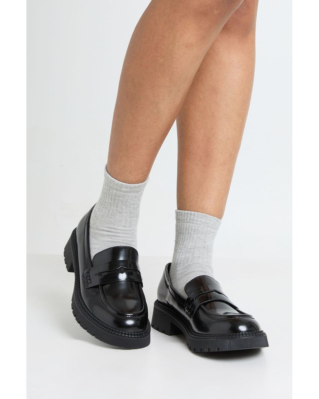 Boohoo White Wide Fit Chunky Sole Loafers