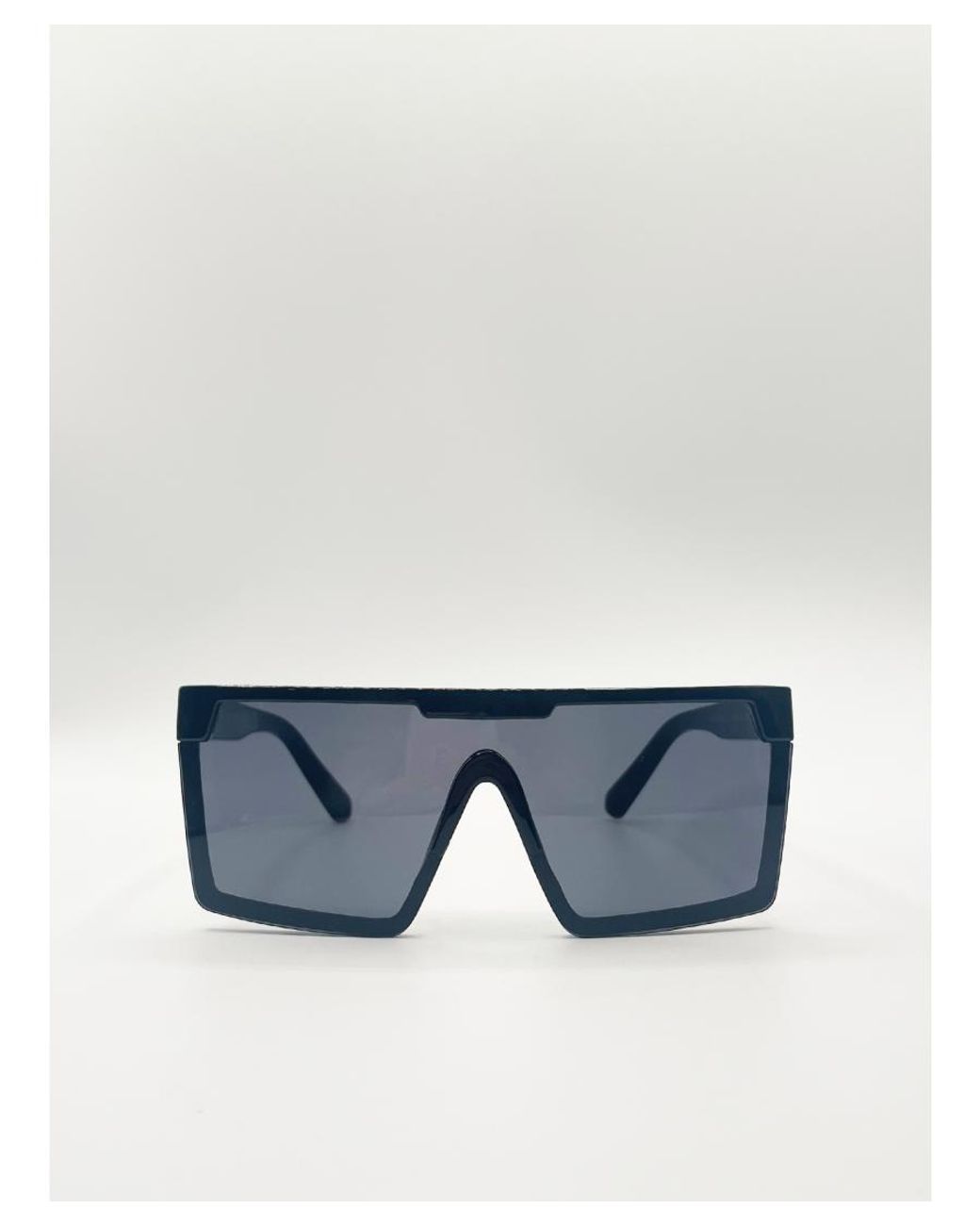 SVNX Blue Oversized Flat Top Square Frame Sunglasses