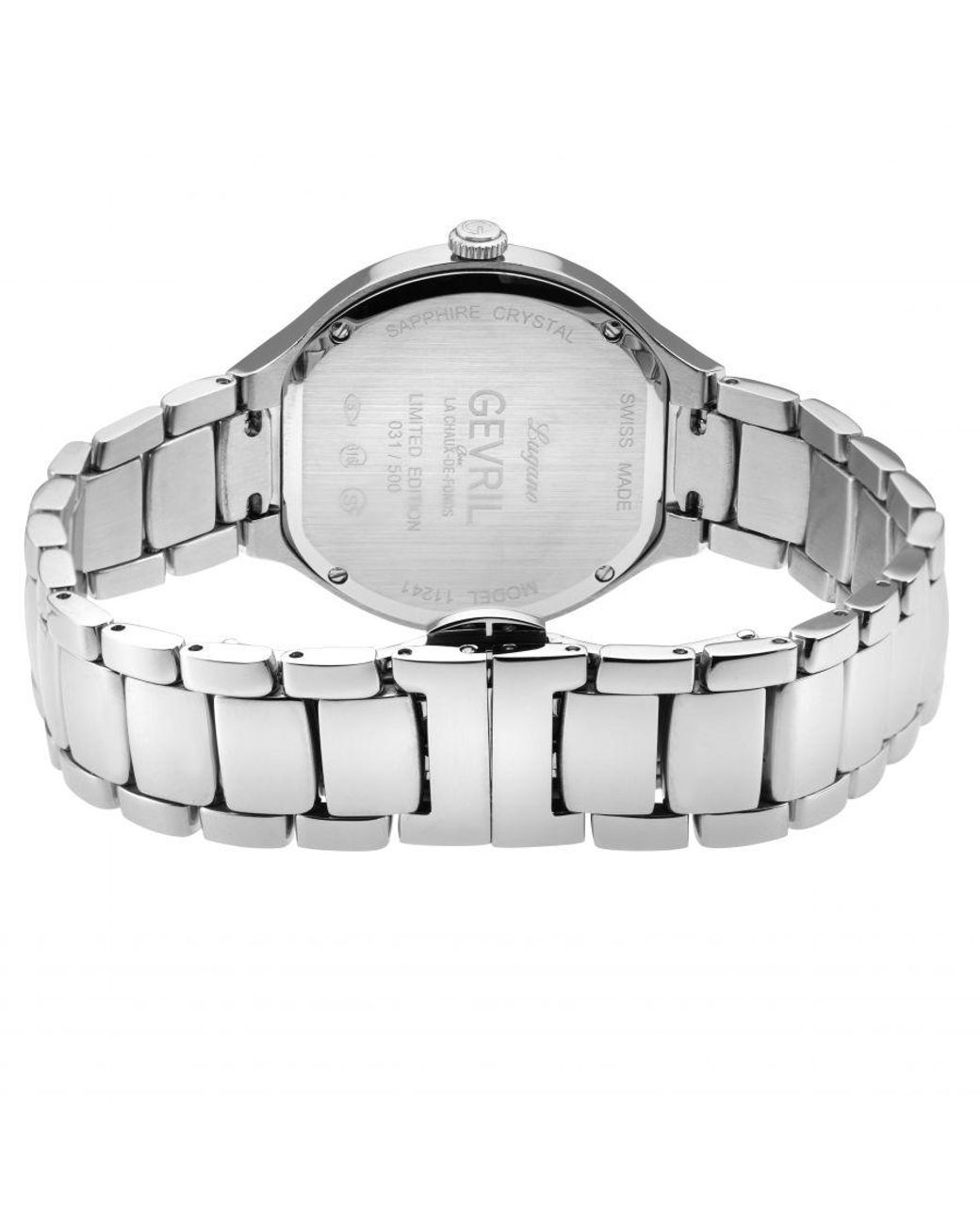 Gevril Gray Lugano Swiss Diamond Mop Dial 316L Stainless Steel Bracelet Watch