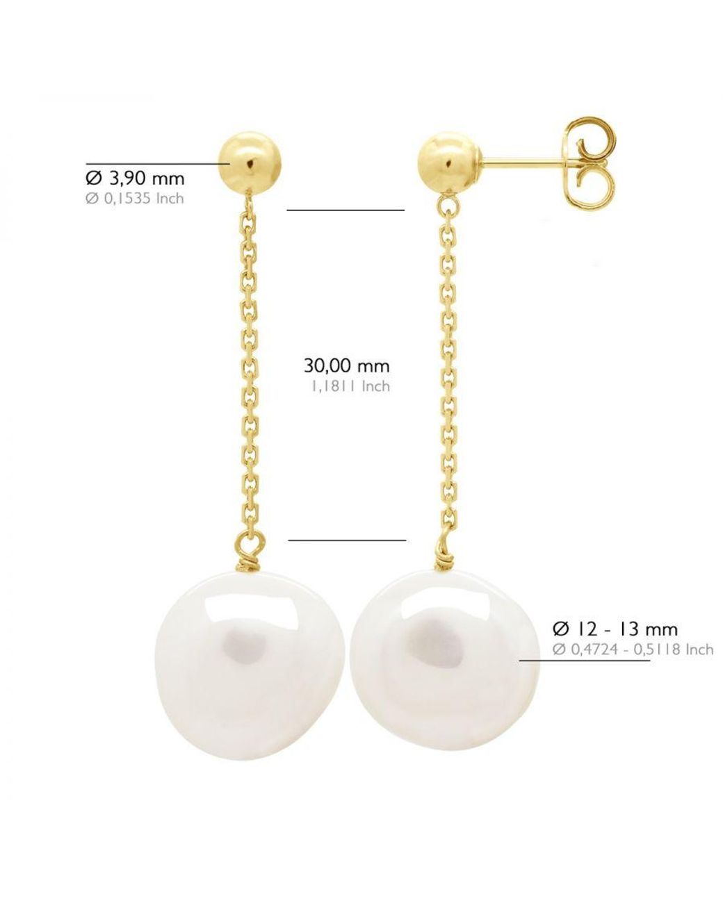 Ateliers Saint Germain White Earrings Real Cultured Freshwater Pearls Baroque 11-12 Mm