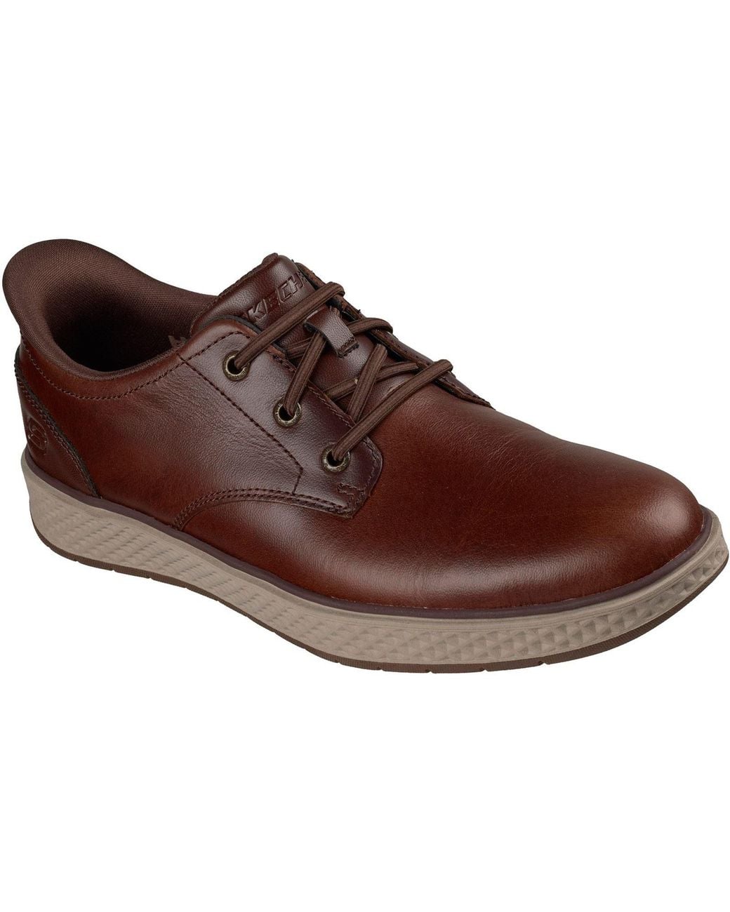 Skechers Brown Burkett Lonzo Leather Lace-Up Shoes for men