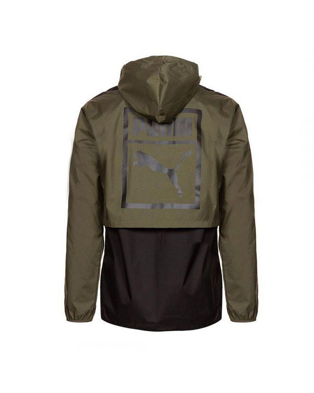 PUMA Green Graphic Logo Long Sleeve Zip Up Hooded Jacket 573316 14 for men