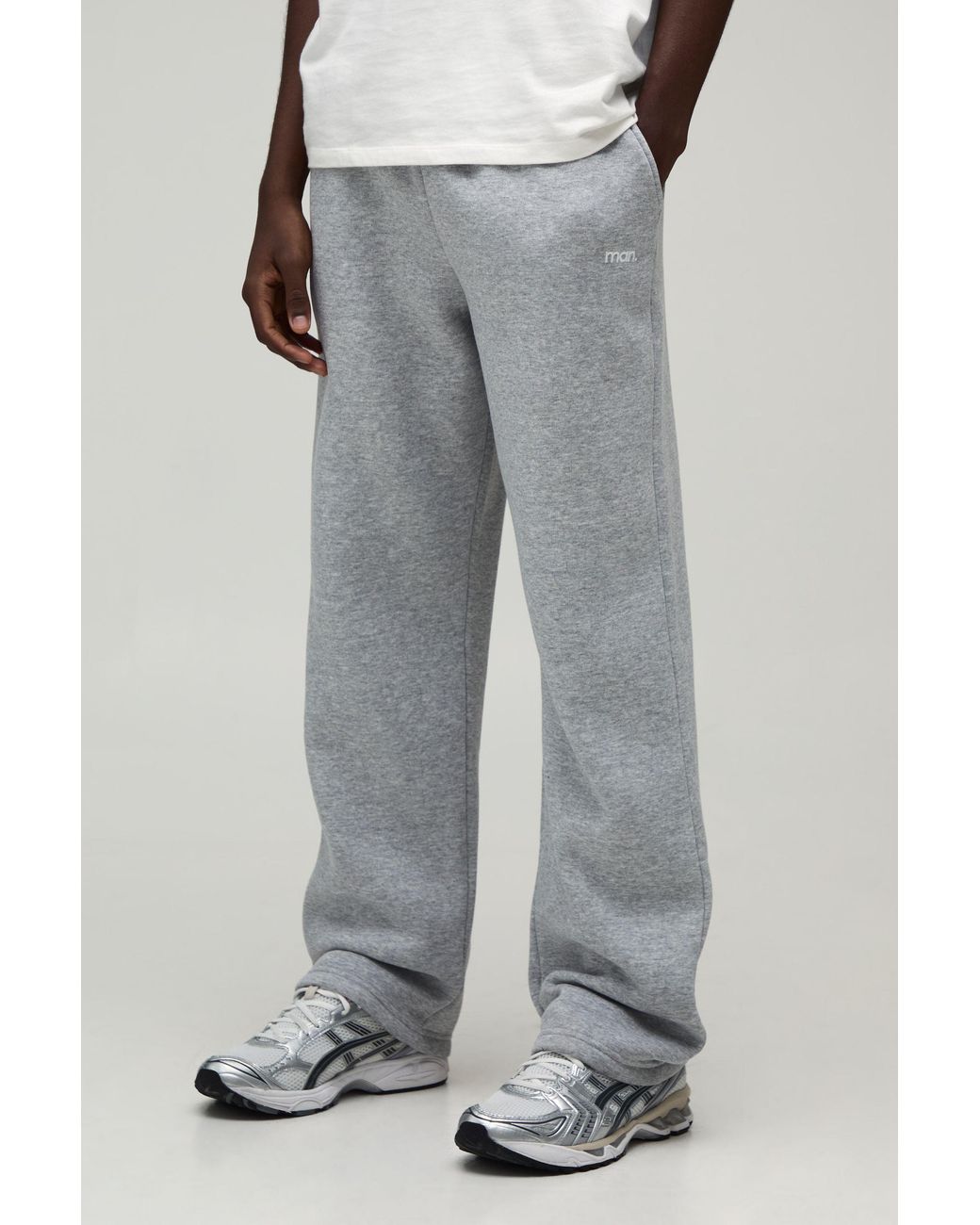 BoohooMAN Gray Straight Fit Dot Embroidered Jogger for men