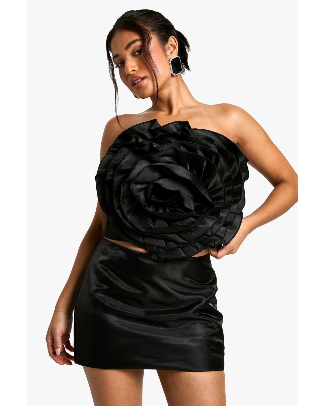 Boohoo Black Petite Large Floral Top