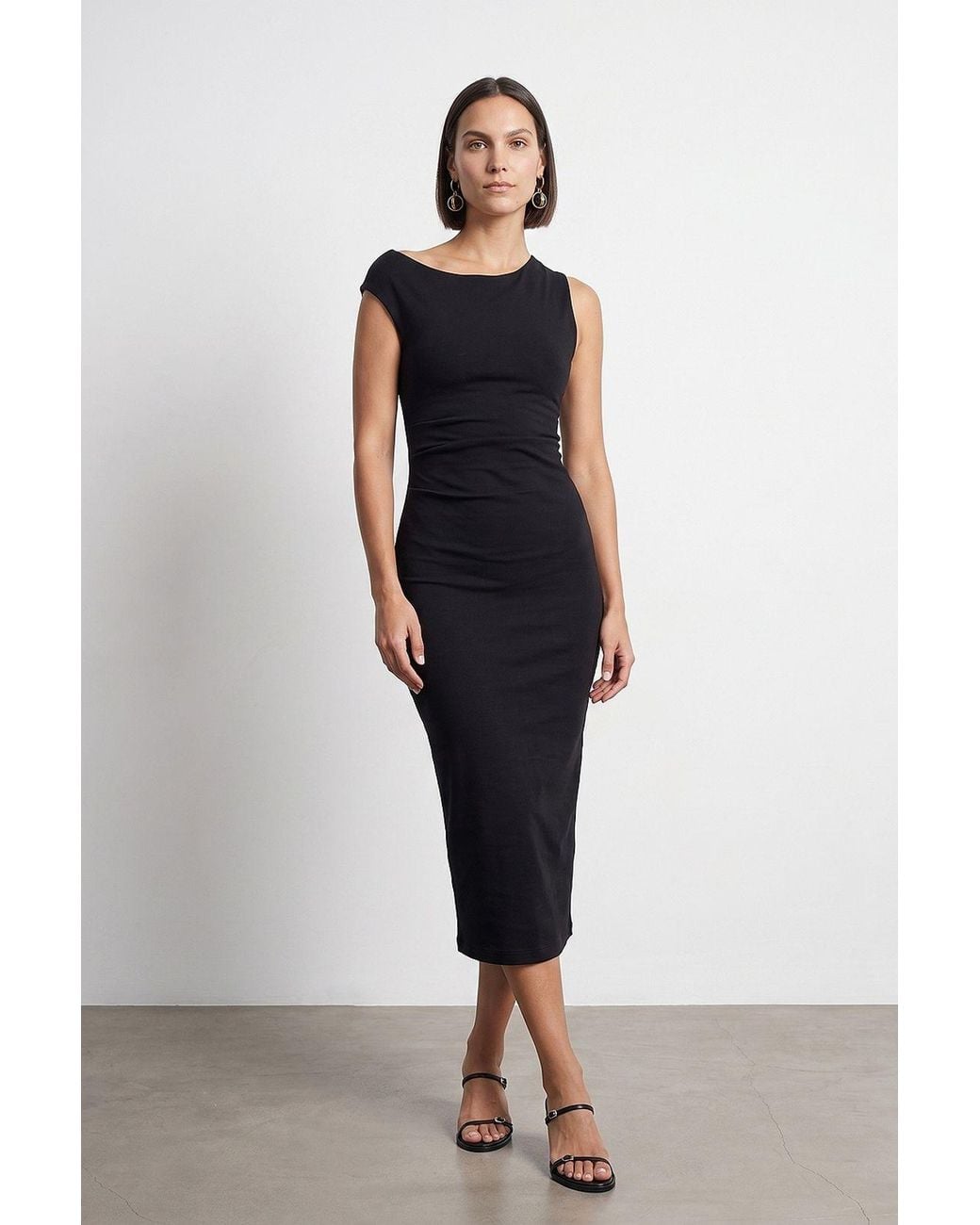 Dilvin Blue Sleeveless Bodycon Midi Dress