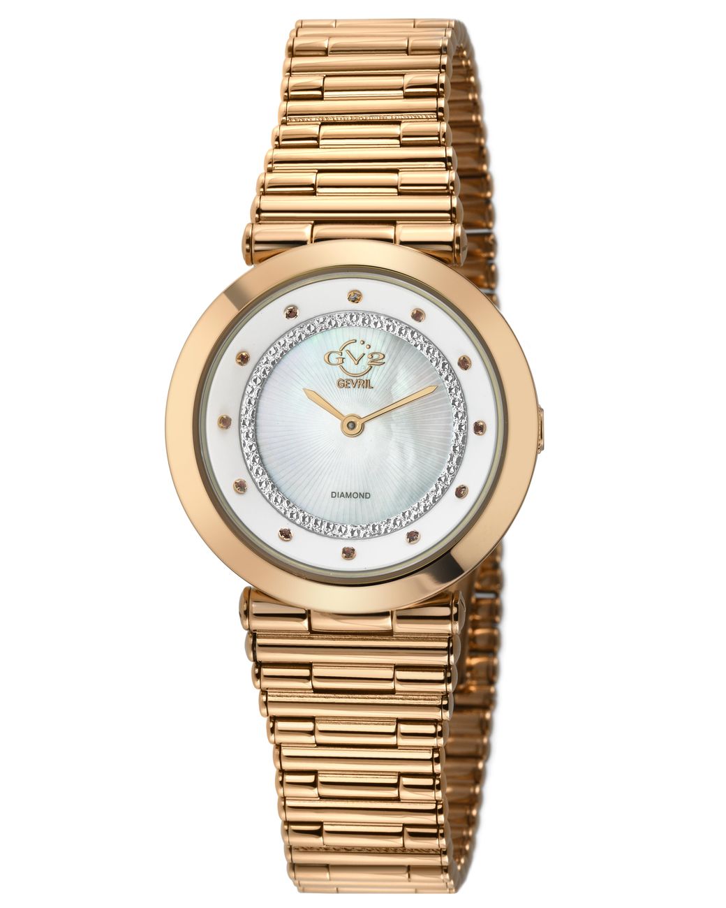 Gv2 Metallic Burano Swiss Quartz Mop Dial Stainless Steel Bracelet Diamond Watch