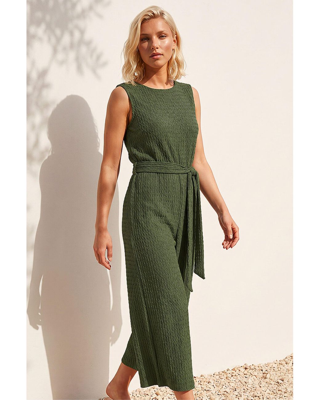 Roman Green Petite Textured Jumpsuit