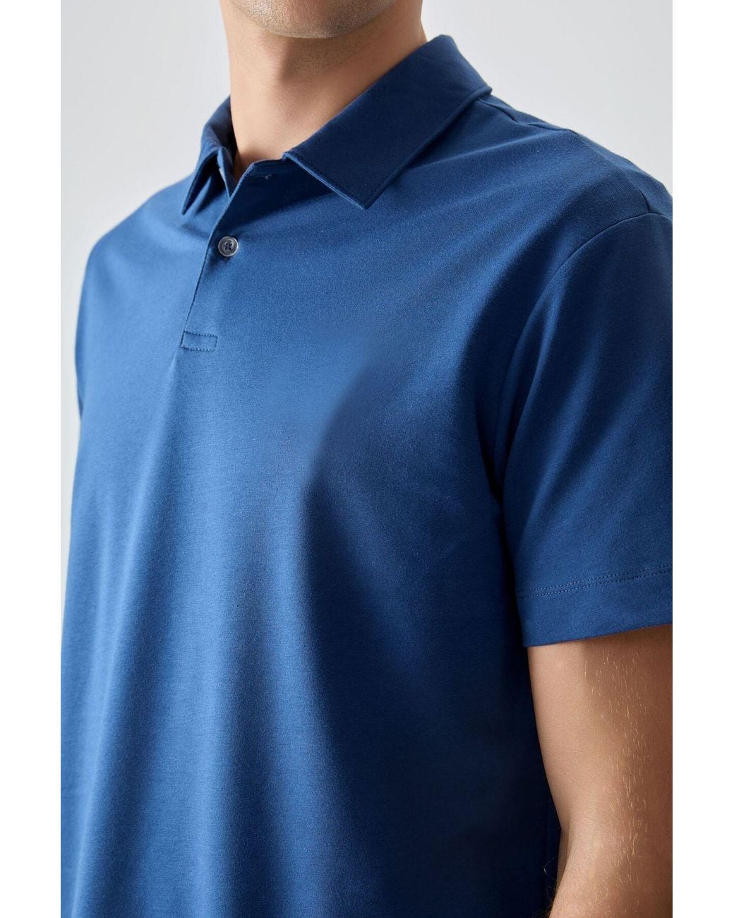 TOMMY LIFE Blue Oversized Polo Collar T-Shirt for men