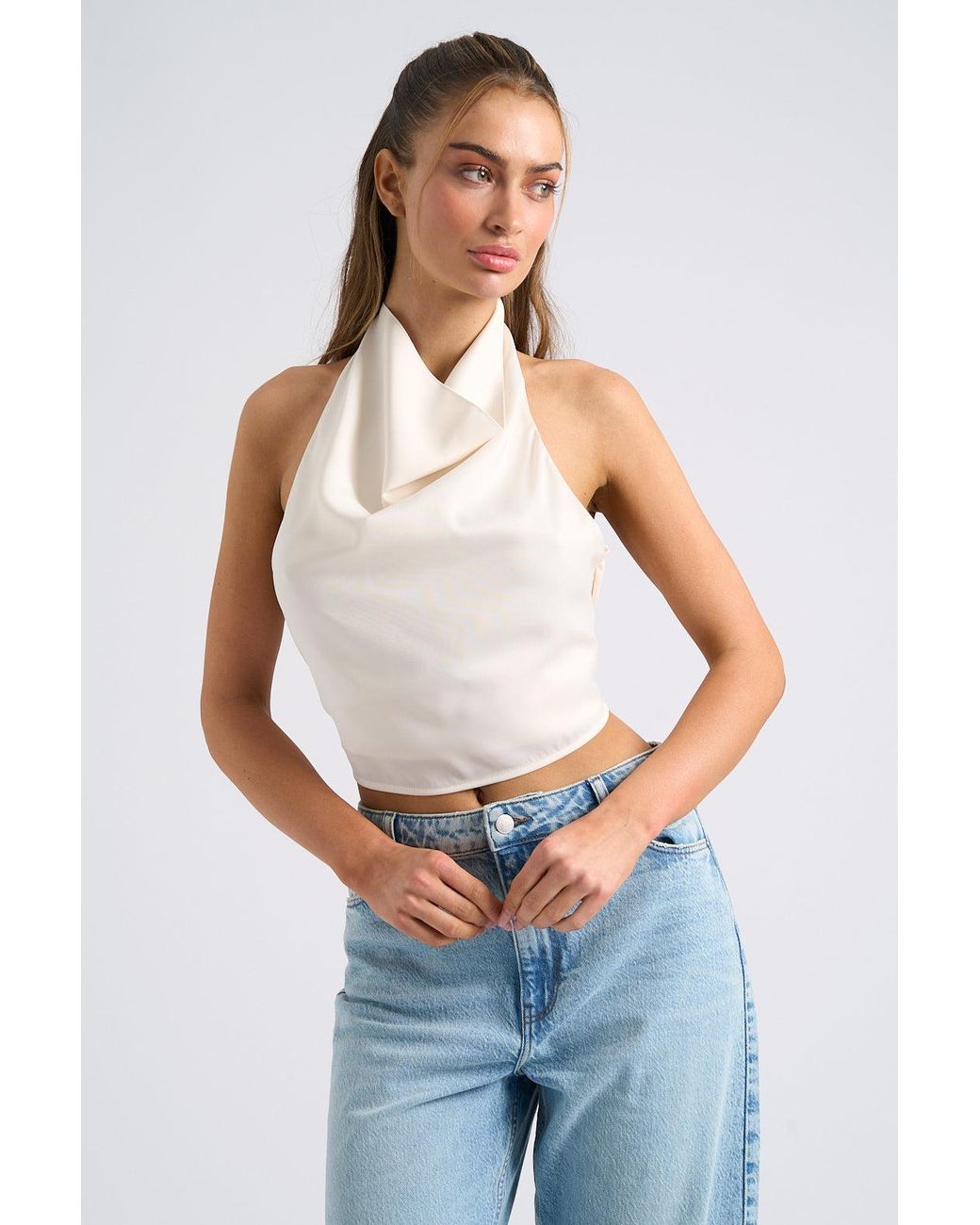Urban Bliss Blue Halter Cowl Neck Top