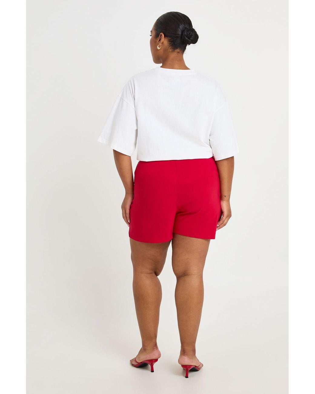 Boohoo Red Plus Bengaline Wrap Skort