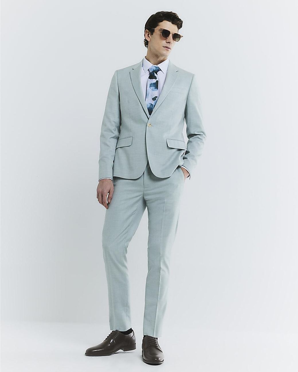 River Island Blue Suit Trousers Skinny Fit for men