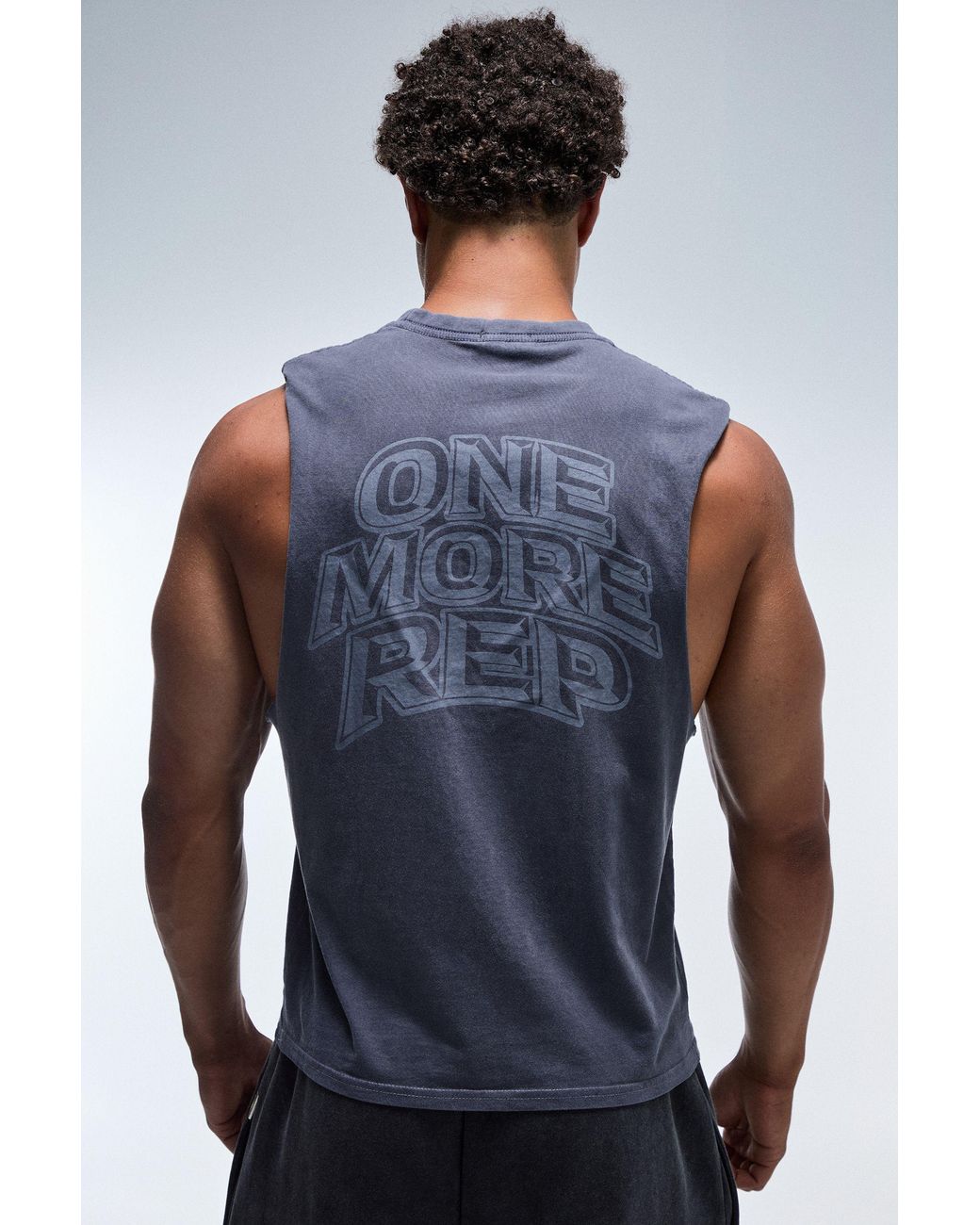 BoohooMAN Blue One More Rep Washed Regular Fit Tank for men