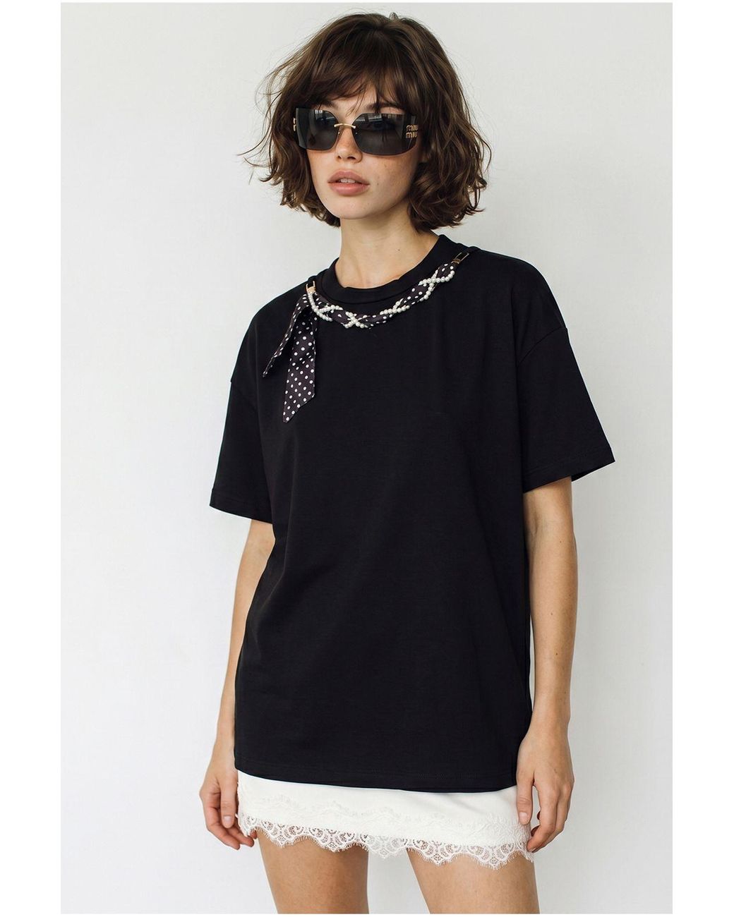 Bianco Lucci Black Cotton Elastane T-Shirt