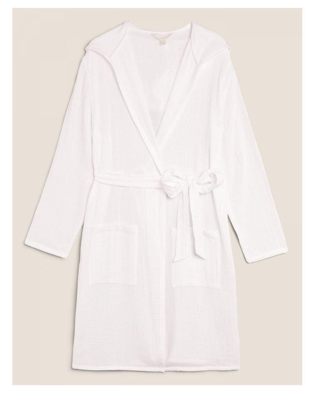 Marks Spencer Cotton Muslin Dressing Gown in White Lyst UK
