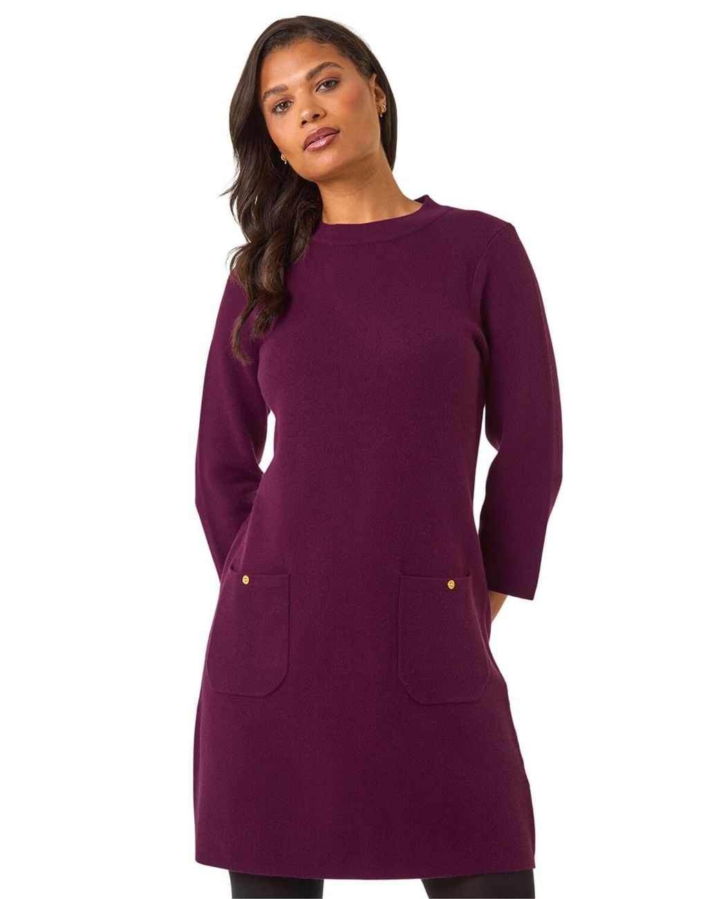 Roman Purple Patch Pocket Knit Dress