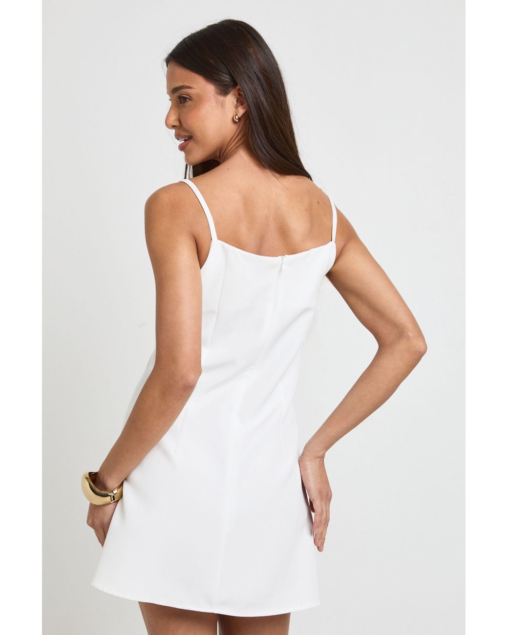 Boohoo White Tailored Underbust Seam Detail Shift Dress