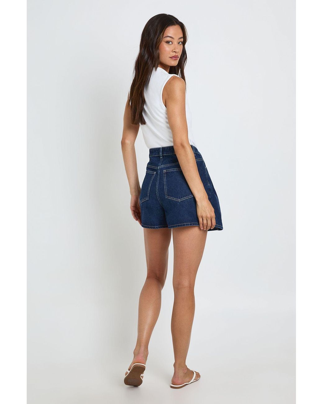 Boohoo Blue Tall Wrap Front Denim Skort