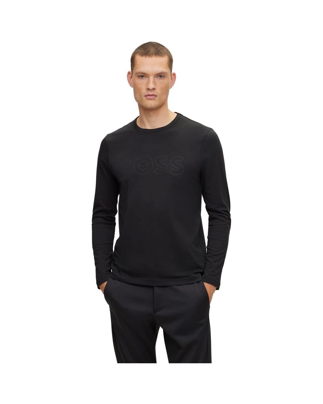 Boss Black Crew Neck Long Sleeve Regular Fit T-Shirt for men