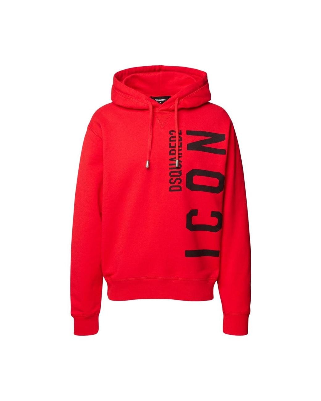 DSquared² Red Hoodie Large Icon Logo Cotton for men
