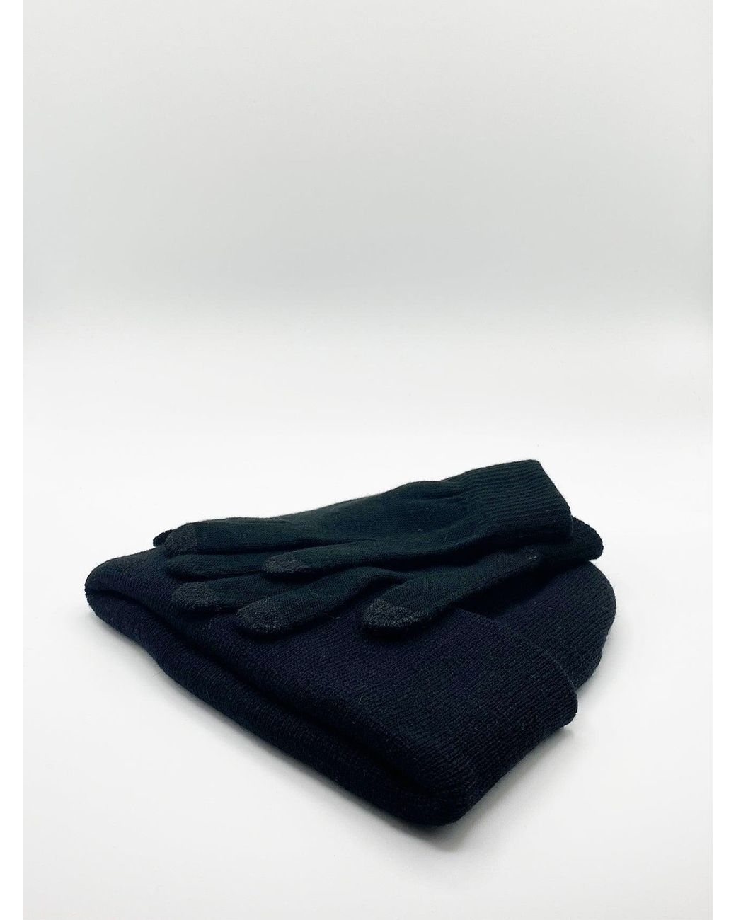 SVNX Blue Knitted Beanie And Gloves Set