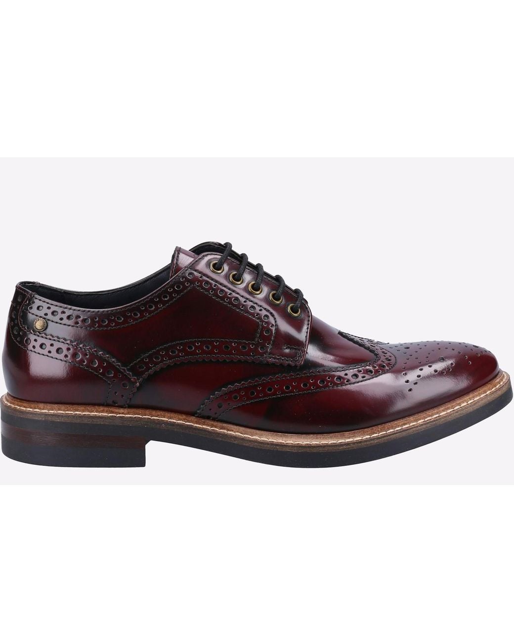 Base London Brown Woburn Hi-Shine Brogue Leather for men