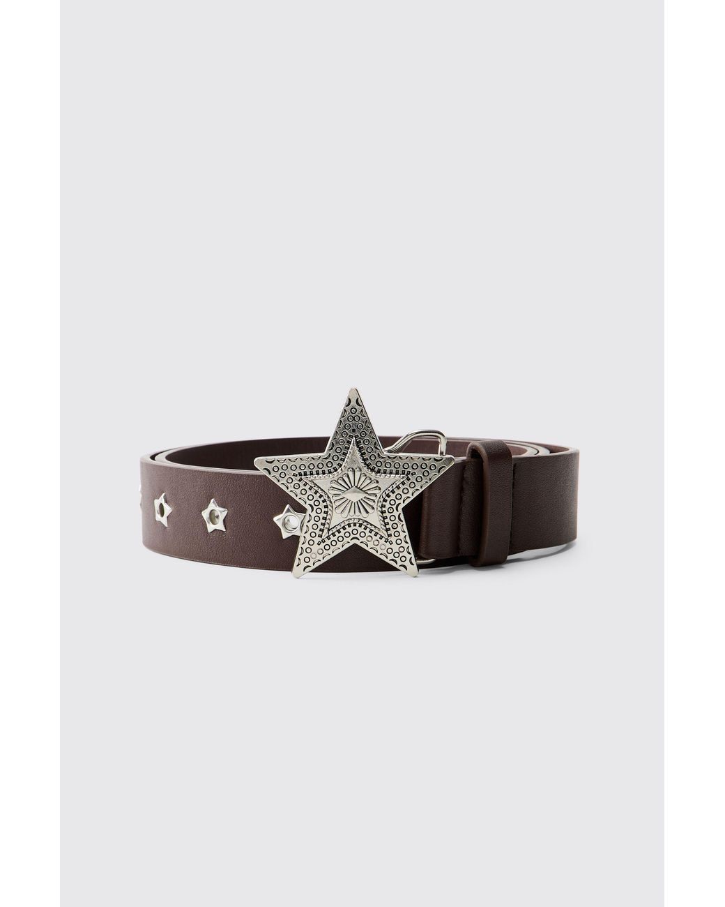 BoohooMAN Brown Pu Star Buckle Belt for men