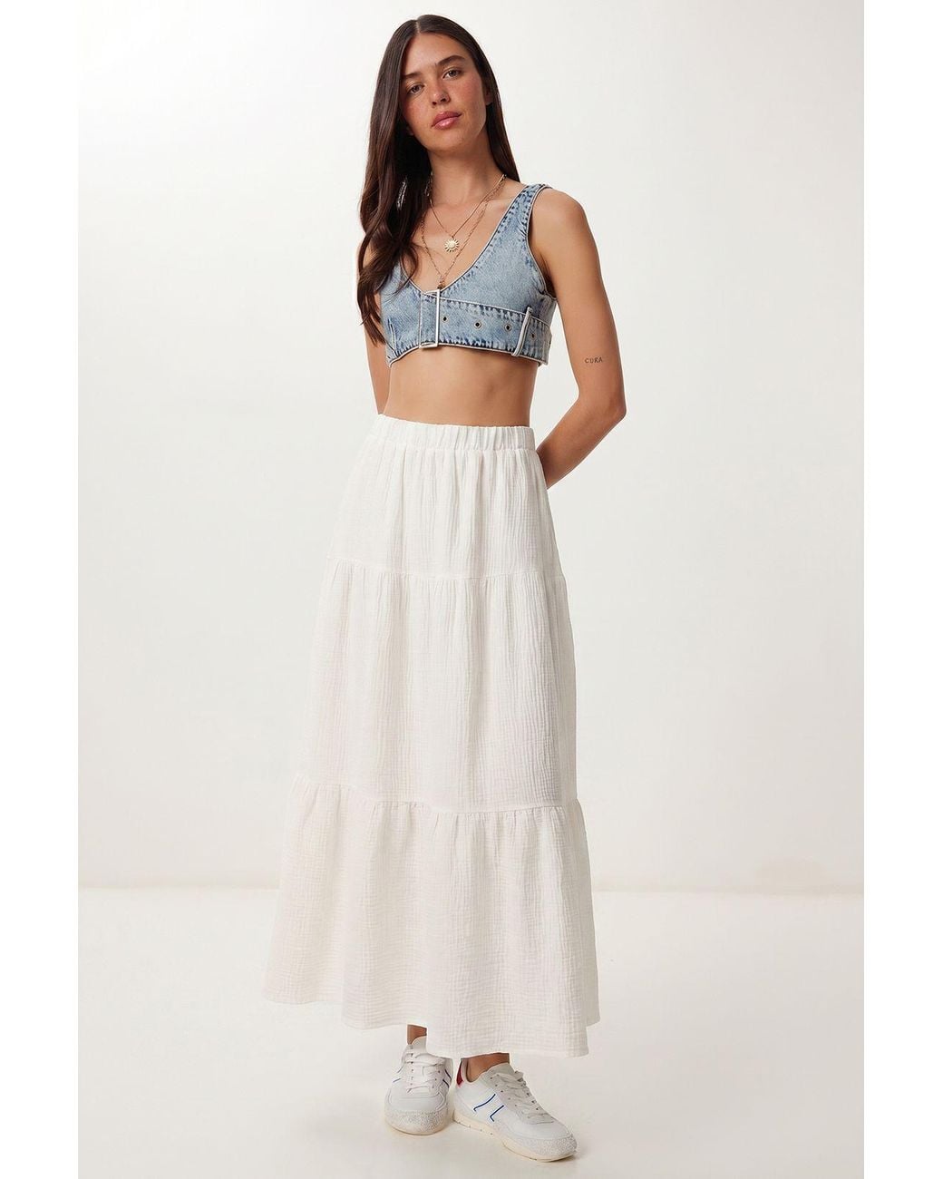 Happiness İstanbul Natural High Waist A-Line Maxi Skirt