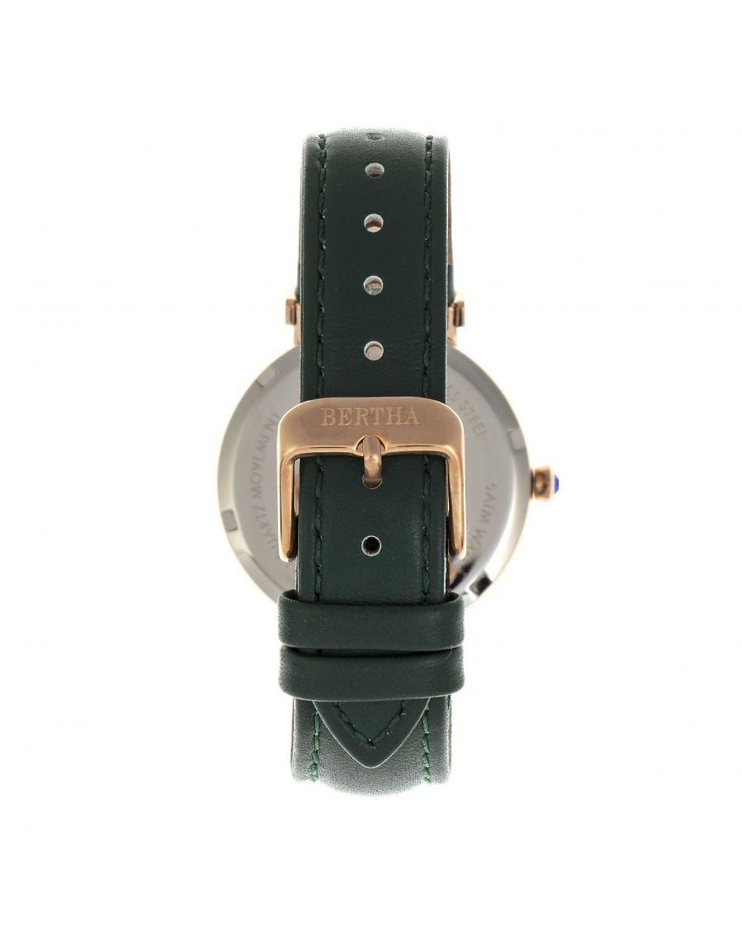 Bertha Metallic Emily Mother-Of-Pearl Leather-Band Watch