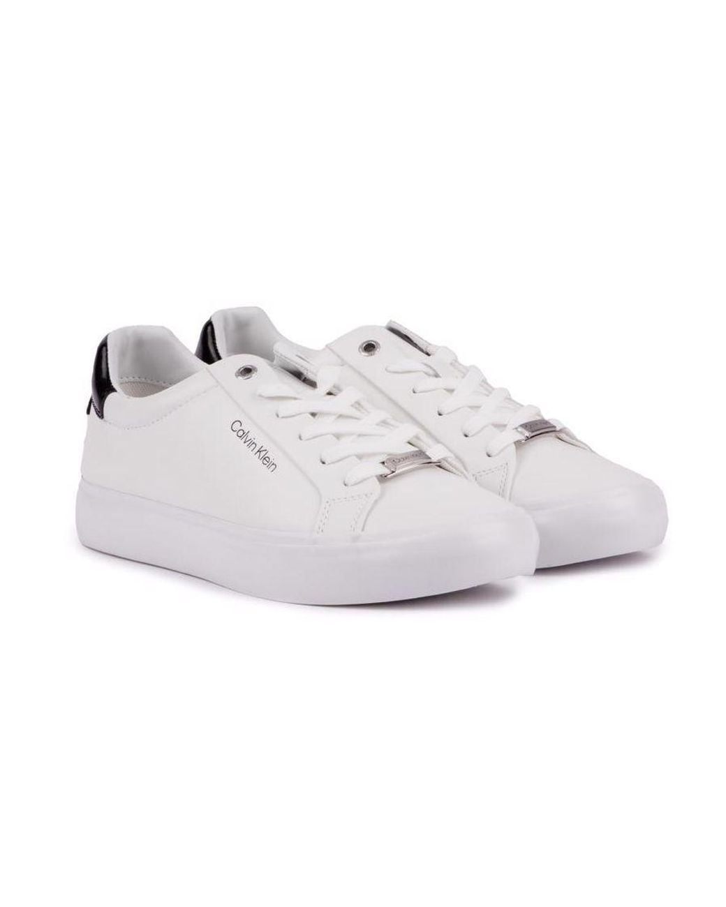 Calvin Klein White Vulc Lace Up Trainers