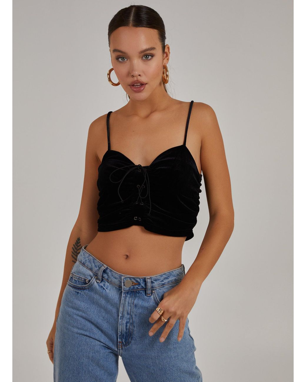 Pink Vanilla Blue Lace Up Corset Top