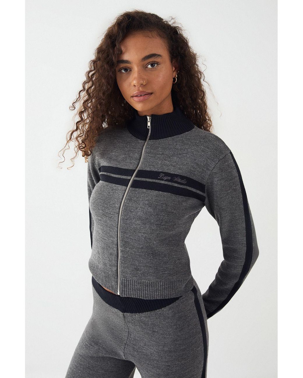 DSGN Studio Gray Fitted Zip Through Sweatshirt