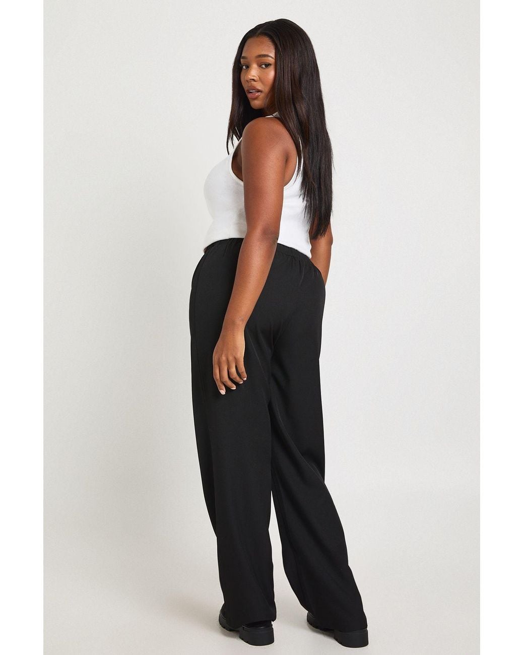 Boohoo Black Plus Basics Tailored Tapered Trouser
