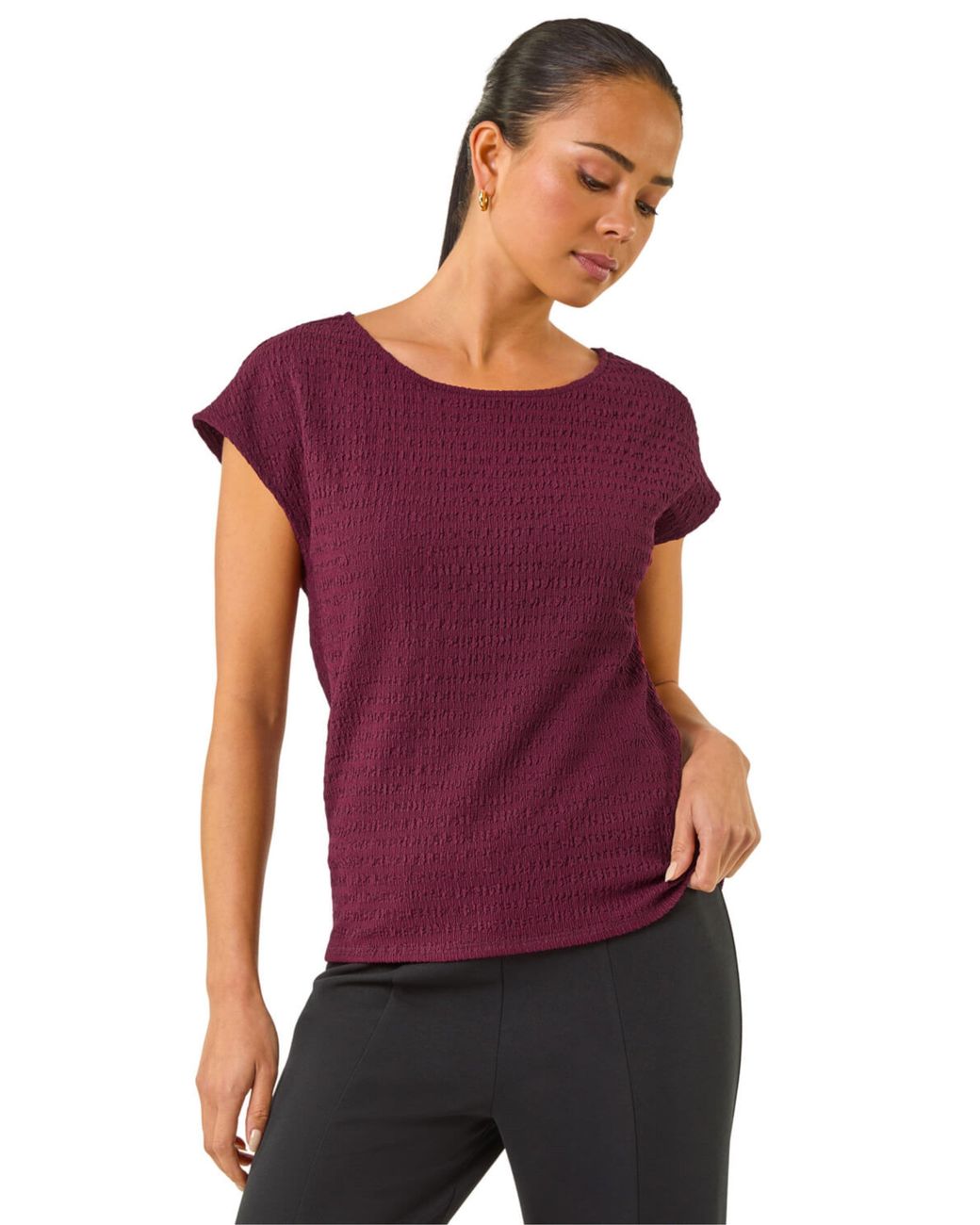 Roman Purple Petite Textured Stretch Top