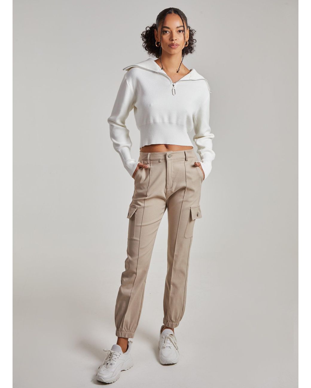 Pink Vanilla Multicolor Utility Stretch Cargo Trousers
