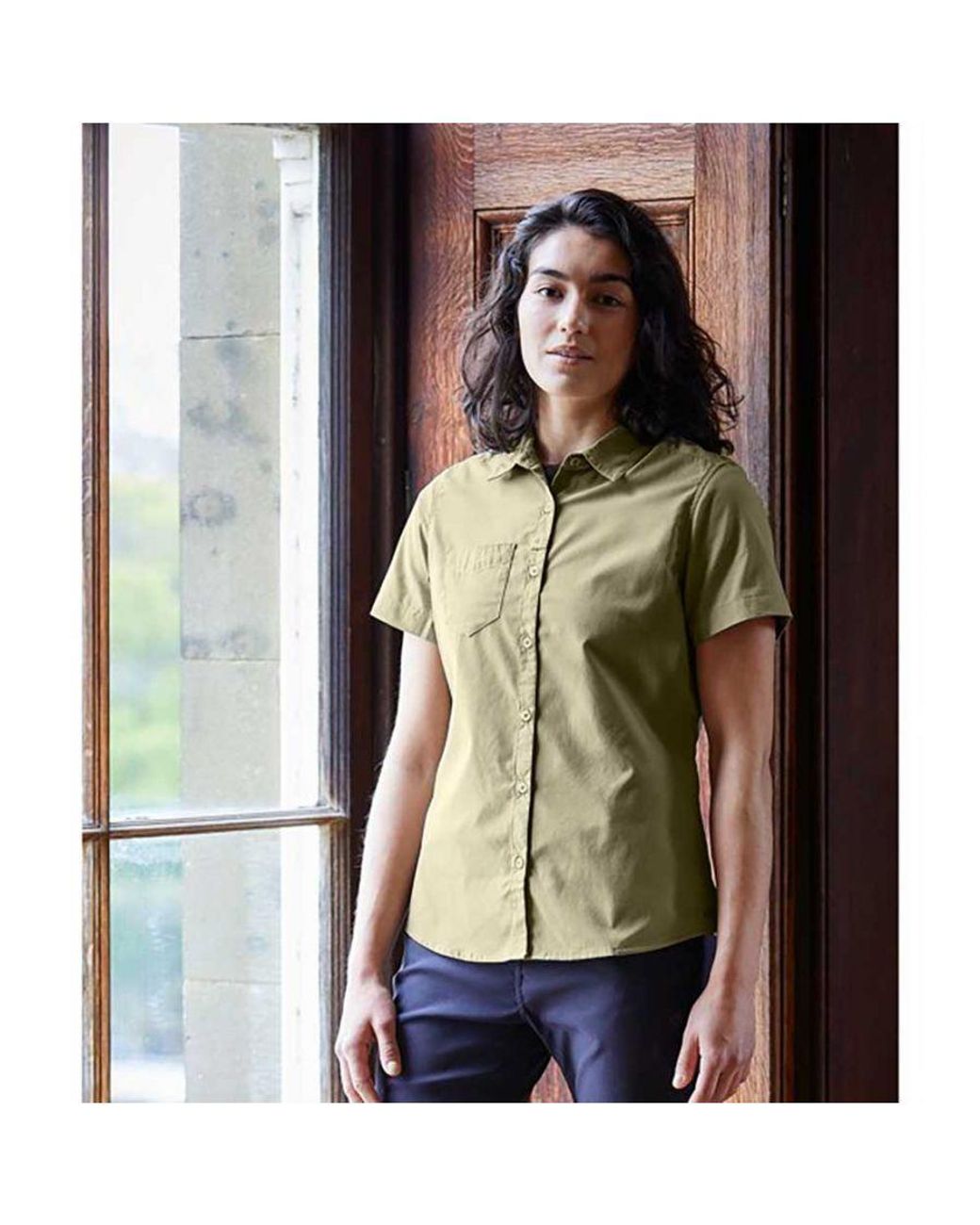 Craghoppers Green Ladies Expert Kiwi Short-Sleeved Shirt (Pebble)