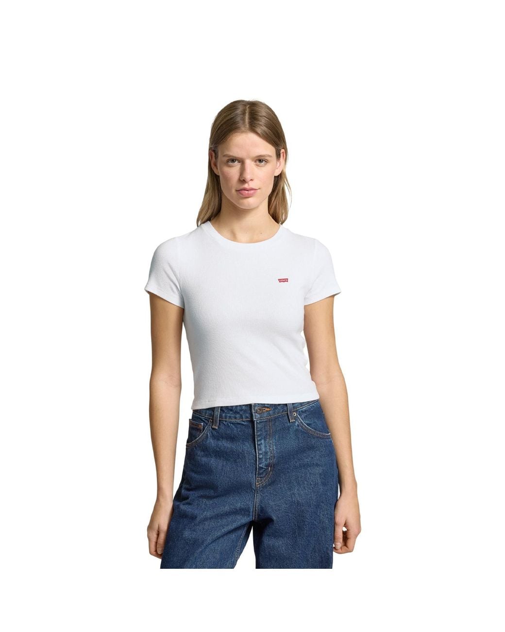 Levi's Essential Geribbelde Sport Gewaad Top in het White