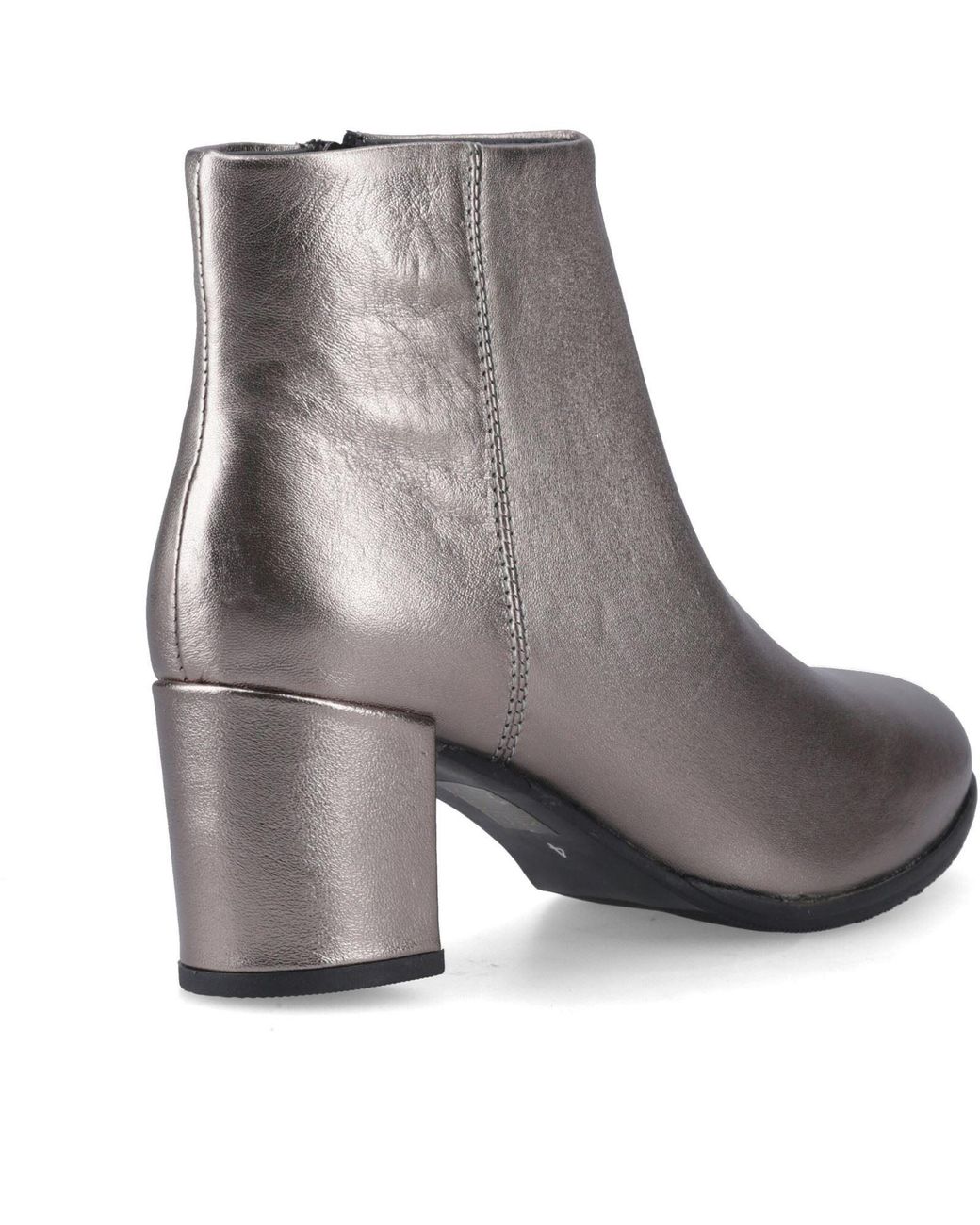 Hush Puppies Brown Claridy Leather Pewter Heeled Ankle Boots