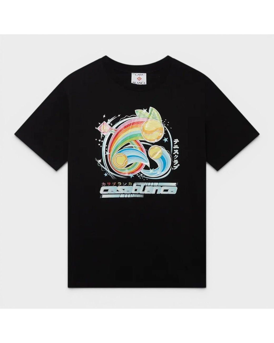 Casablanca Black Manga Tennis Ball Printed T-Shirt Cotton for men