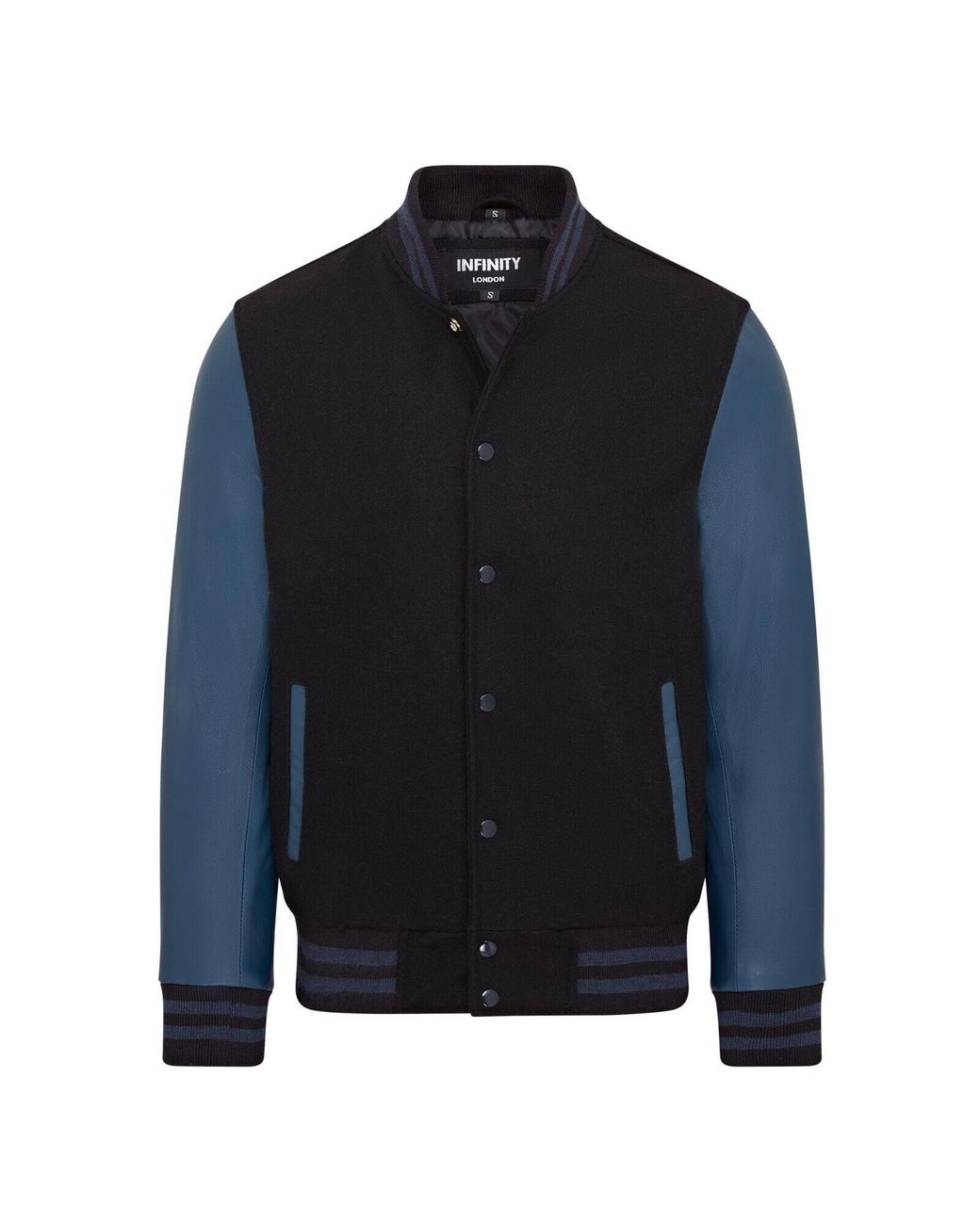 Infinity Leather Blue Letterman Baseball Wool Varsity Bomber Jacket for men