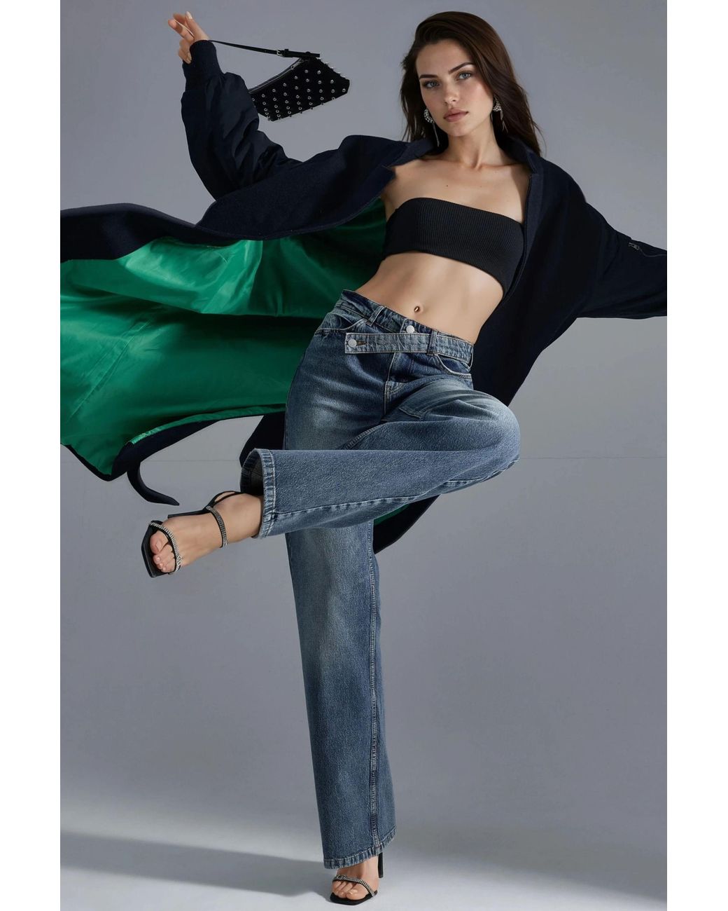 Hiccup Blue Squalo High Waist Wide Leg Denim Jeans