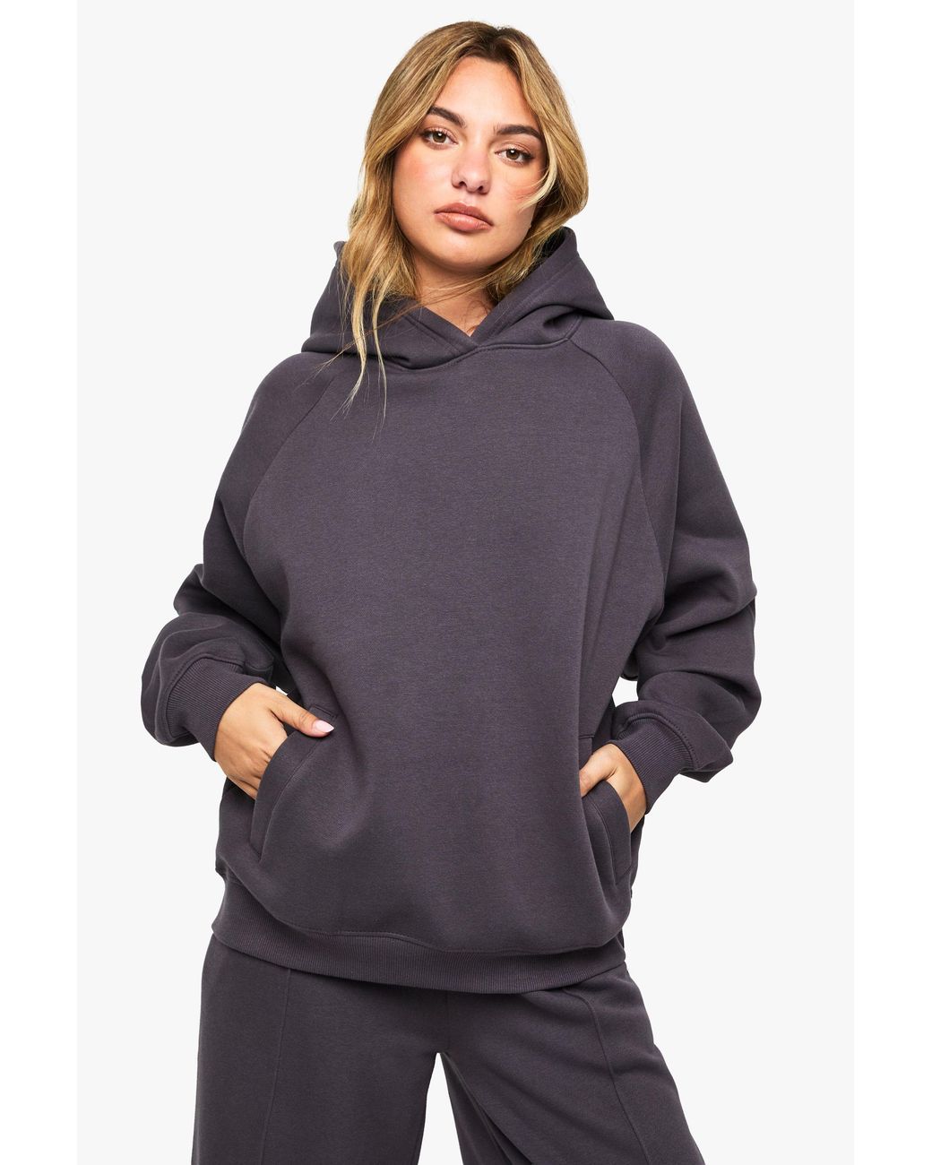 Boohoo Blue Petite Raglan Seam Oversized Hoodie