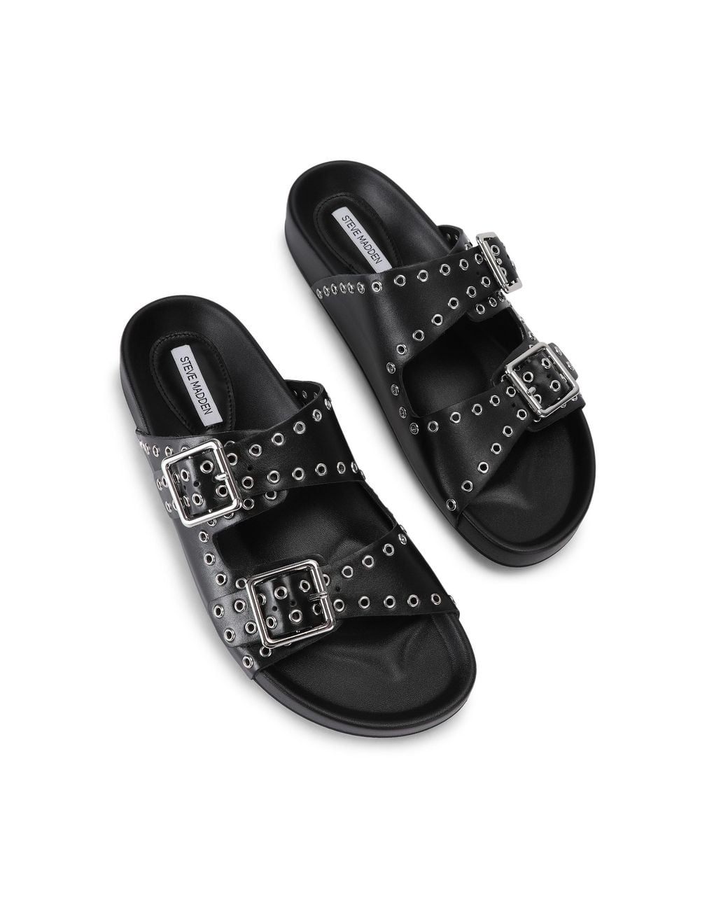 Steve Madden Black Leather Abbot Sandals