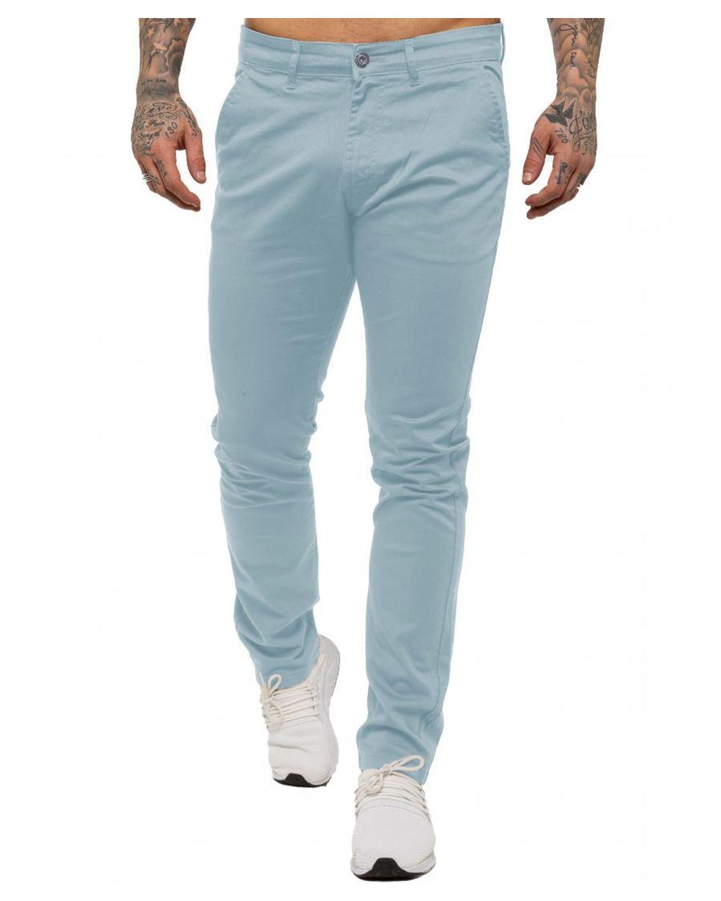 Enzo Blue Slim Fit Stretch Chinos for men