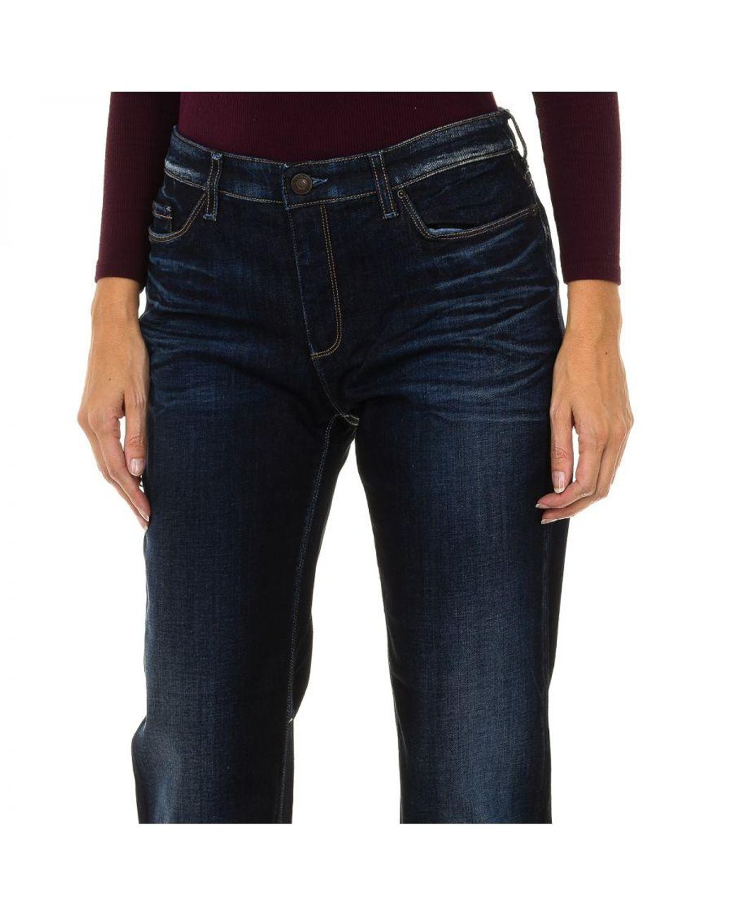 Armani Blue Long Worn Effect Denim Pants 6Y5J11-5D2Uz