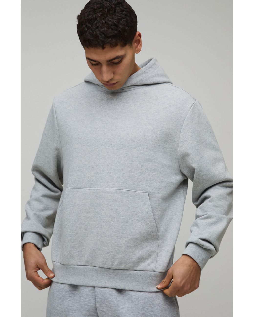 BoohooMAN Gray 500Gsm Heavyweight Boxy Fit Over The Head Hoodie for men