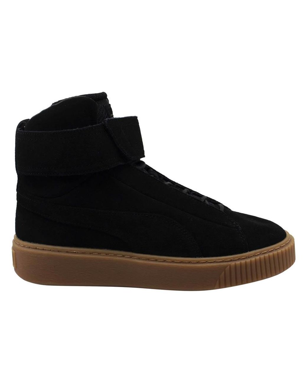 PUMA Black Platform Mid Ow Strap Leather Lace Up Trainers 364588 03 Leather (Archived)