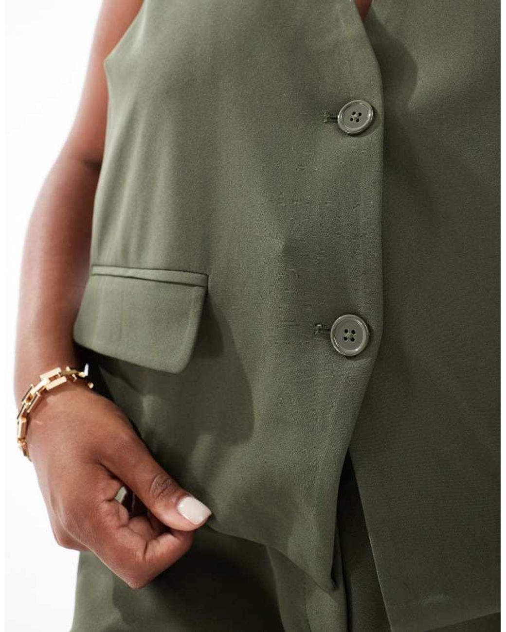 Pieces Plus Green Curve Tailored Waistcoat Co-Ord