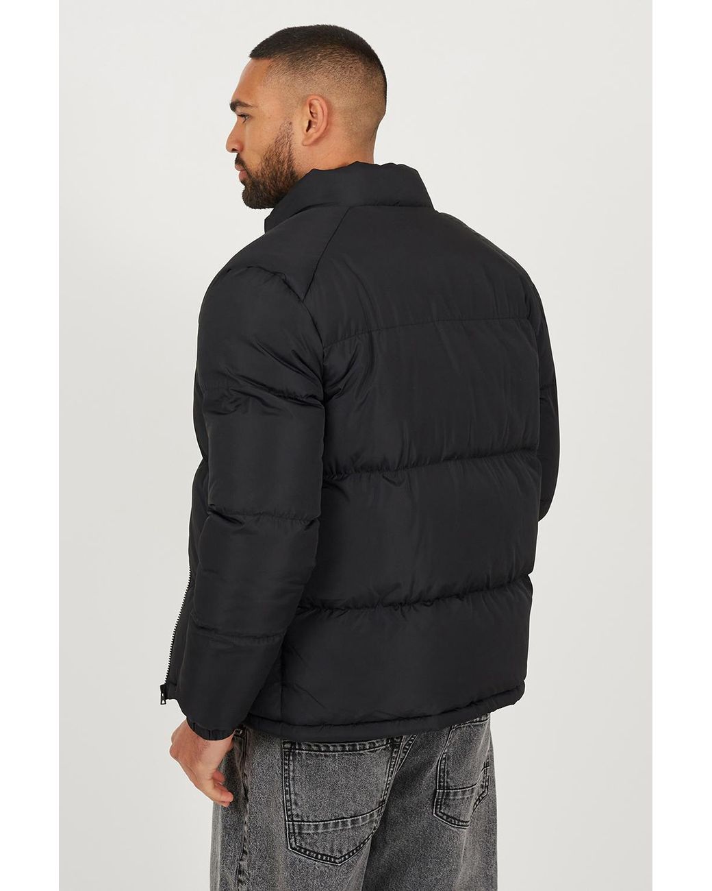 Brave Soul Black Funnel Neck Padded Jacket for men